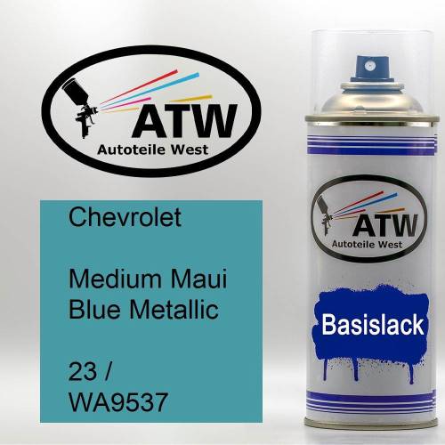 Chevrolet, Medium Maui Blue Metallic, 23 / WA9537: 400ml Sprühdose, von ATW Autoteile West.